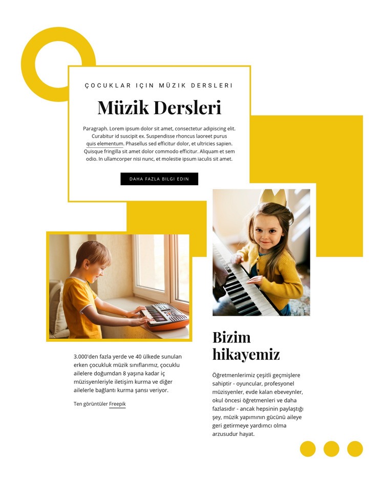 Çocuk müzik eğitimi Web sitesi tasarımı