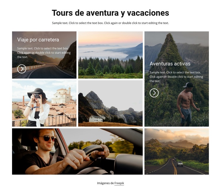 Vacaciones y grandes tours Diseño de páginas web