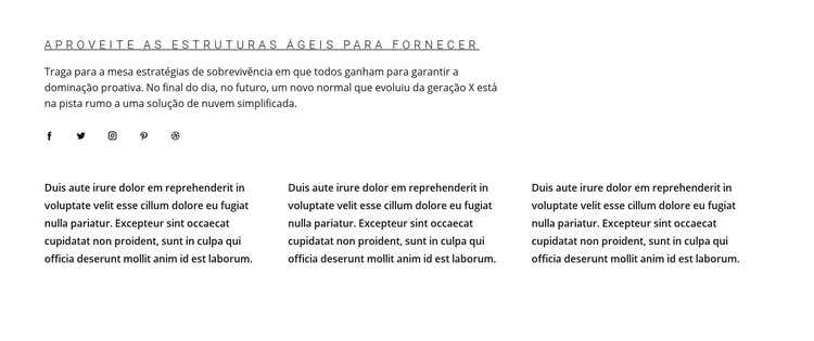 Títulos e texto com contato social Modelo HTML