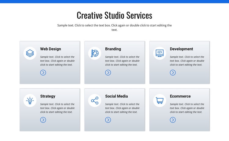 Kreativa studiotjänster Html webbplatsbyggare