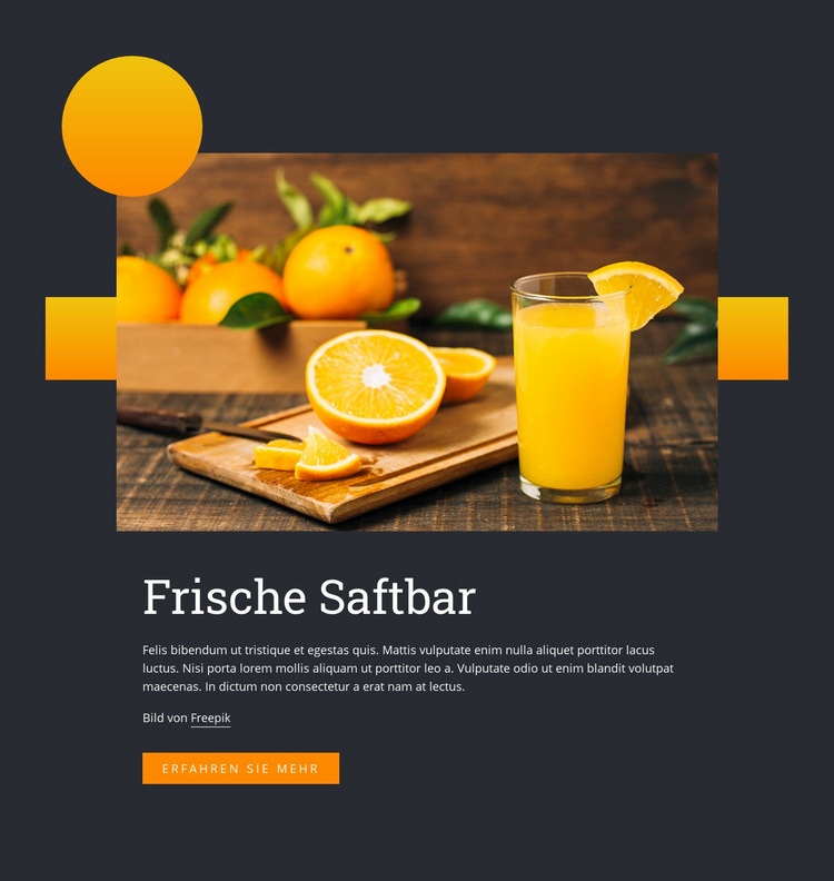 Frisches Saftgetränk Website-Modell