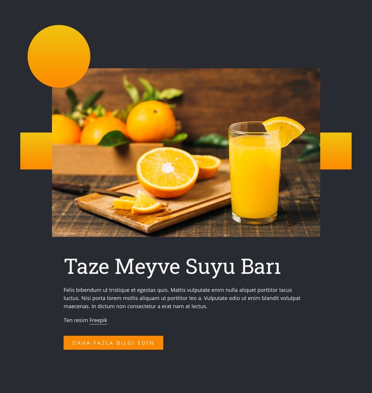 Taze meyve suyu içeceği Açılış sayfası