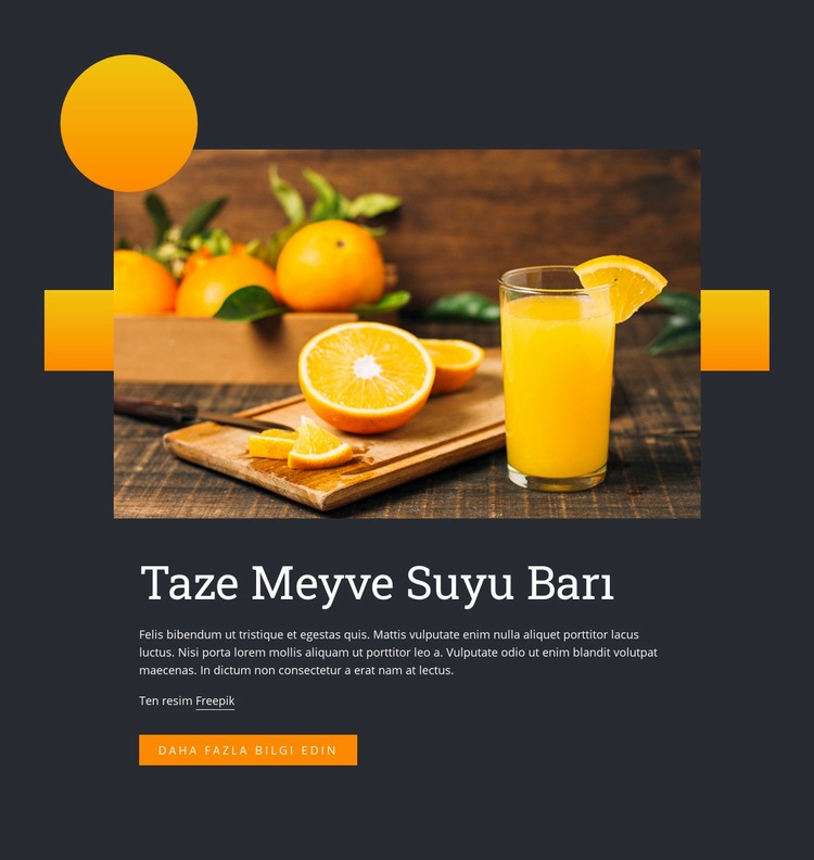 Taze meyve suyu içeceği HTML5 Şablonu