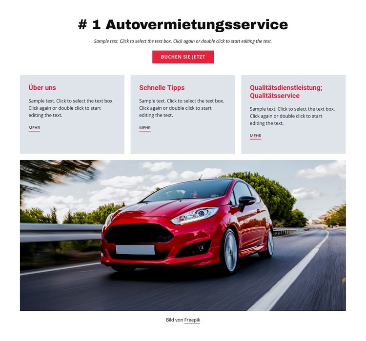 Luxus-Autovermietung Landing Page