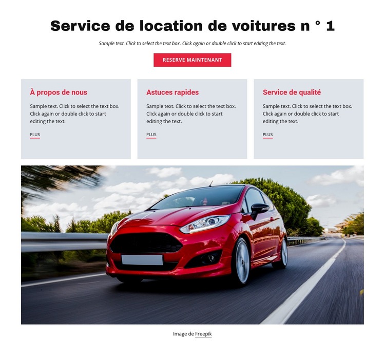 Service de location de voitures de luxe Maquette de site Web