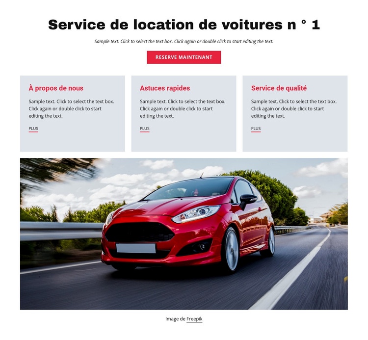 Service de location de voitures de luxe Page de destination