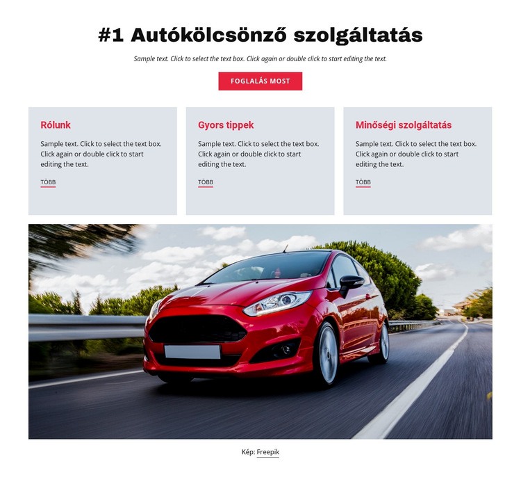 Luxus autókölcsönző szolgáltatás Weboldal sablon