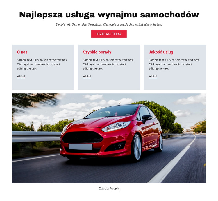 Wypożyczalnia samochodów luksusowych Szablon witryny sieci Web