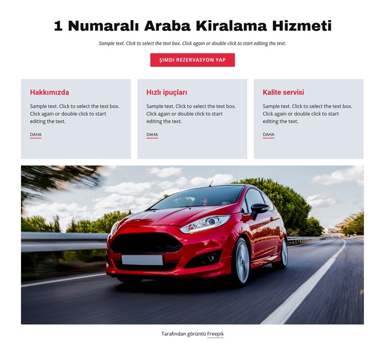 Lüks araç kiralama hizmeti Web sitesi tasarımı