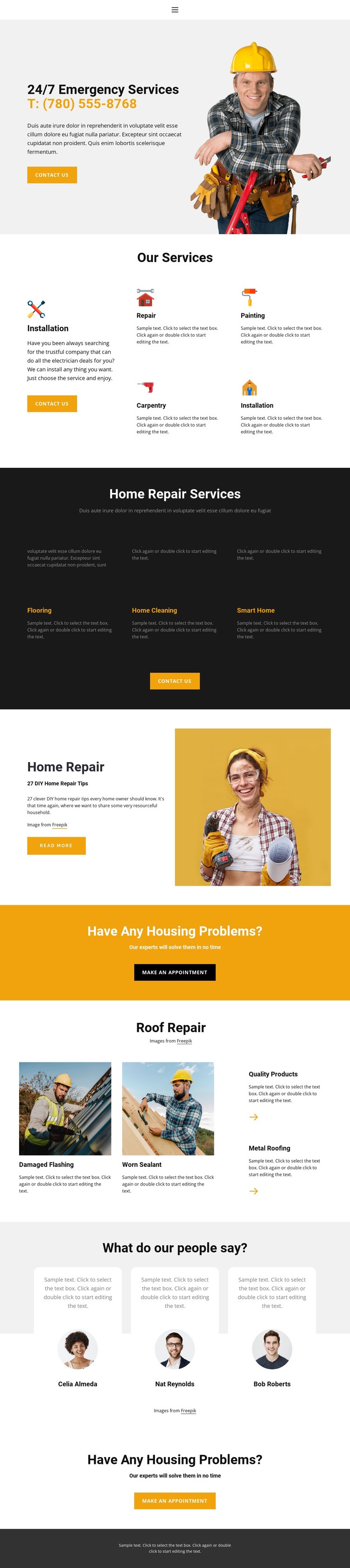 Solving household problems Homepage Design