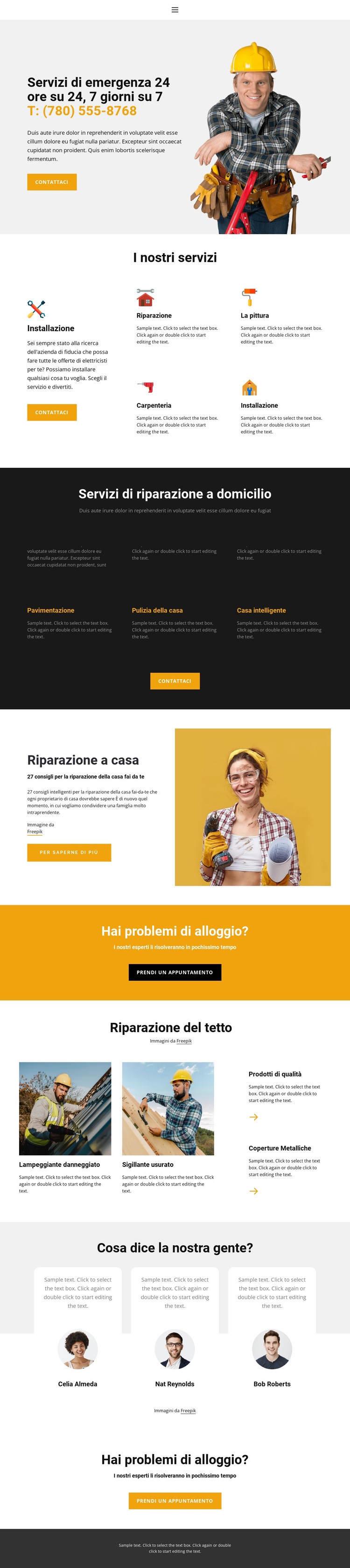 Risolvere i problemi domestici Costruttore di siti web HTML