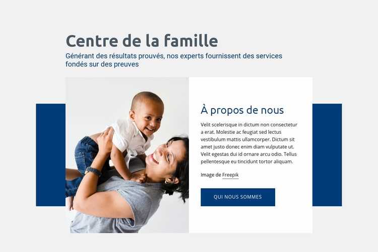 Services du centre familial Maquette de site Web