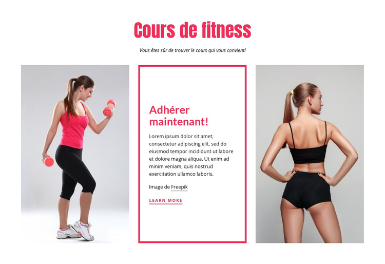  Cours de fitness pour femmes Modèle de site Web