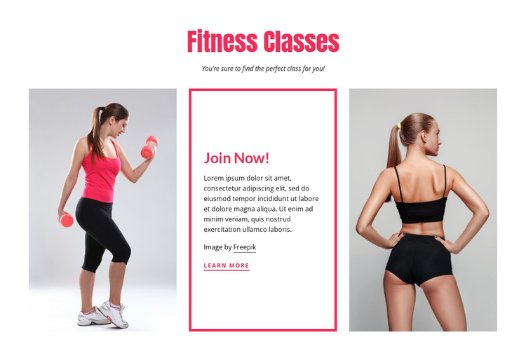  Fitness classes for women One Page Template