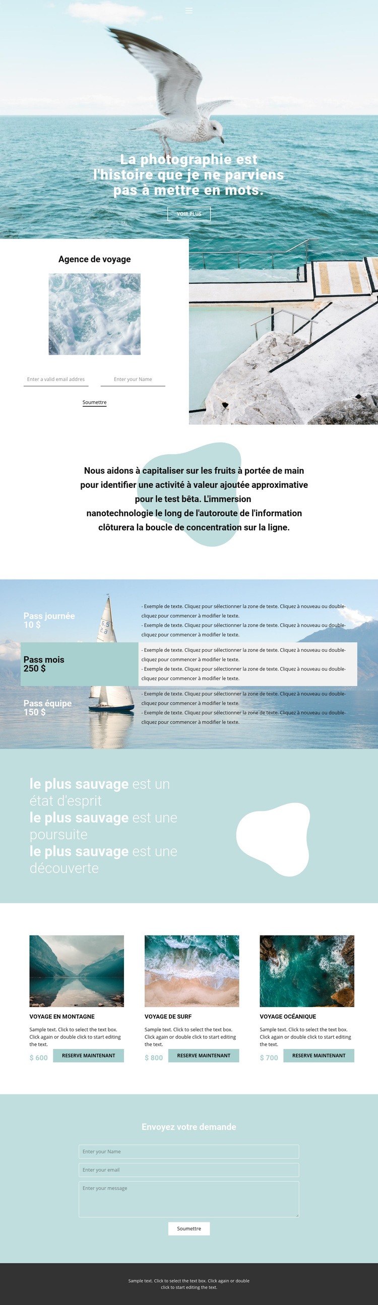 Voyage et photo Page de destination