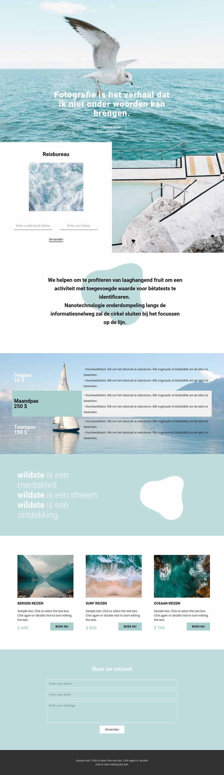 Reizen en foto Website ontwerp