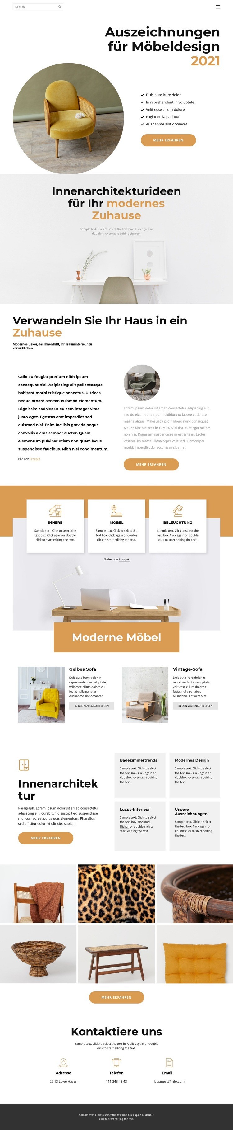 Designpreis Website Builder-Vorlagen
