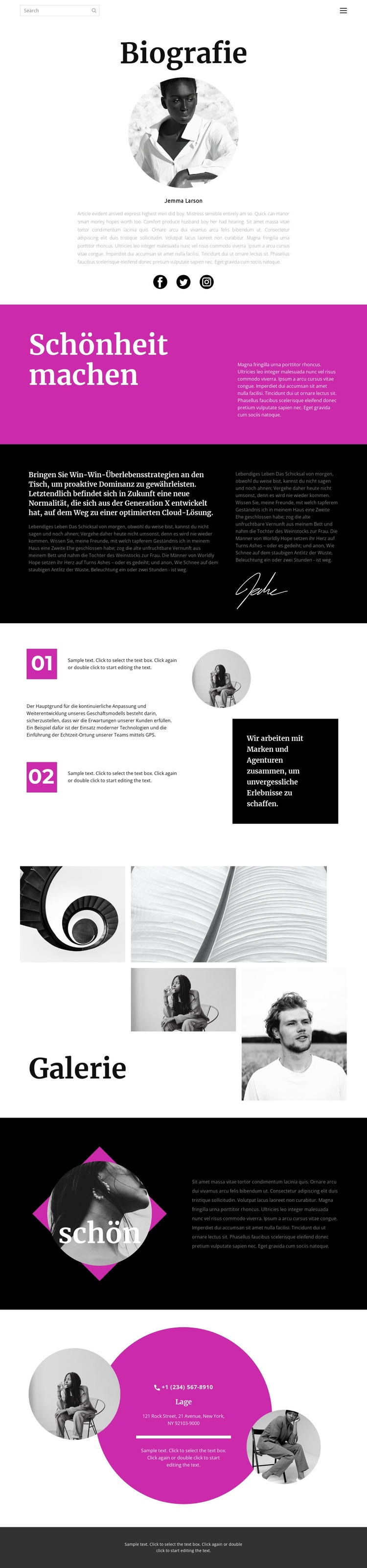 Stylistenbiografie Website design