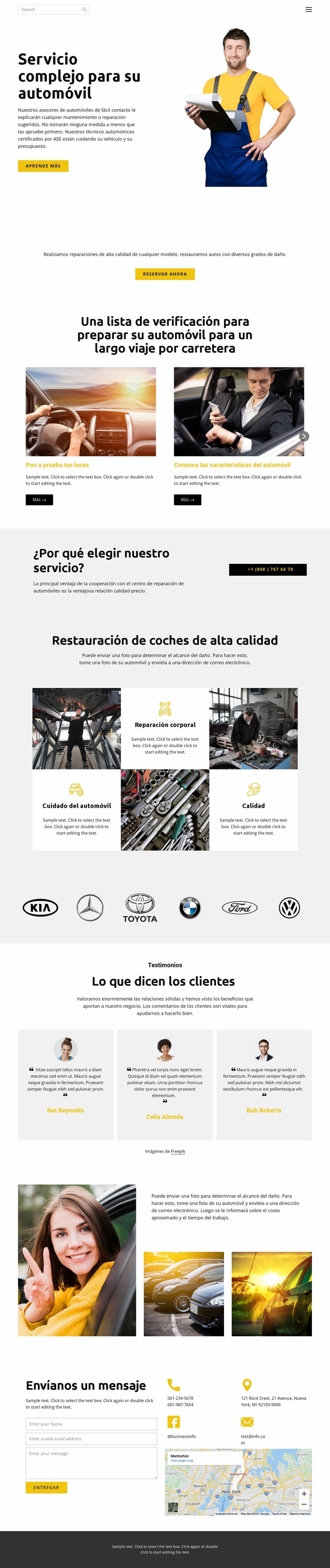 Servicio de auto Maqueta de sitio web