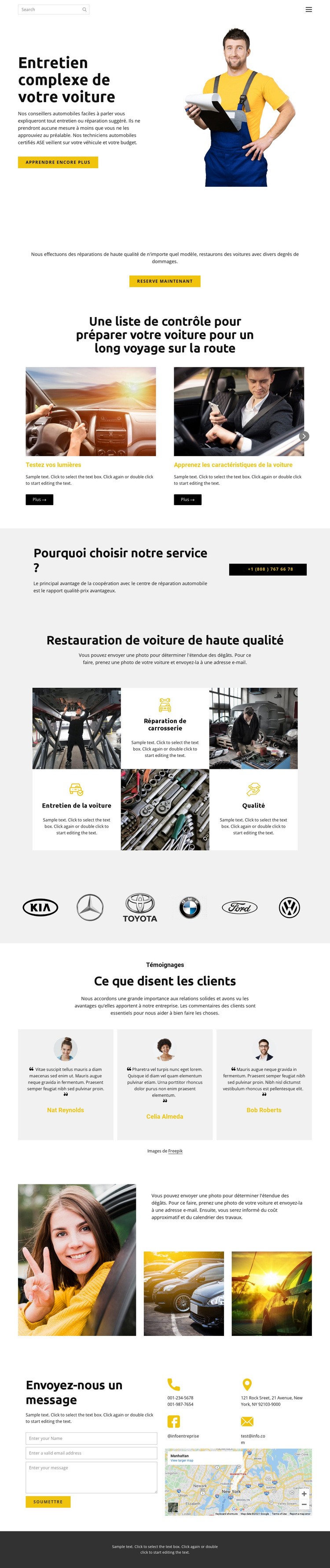 Service automobile Page de destination