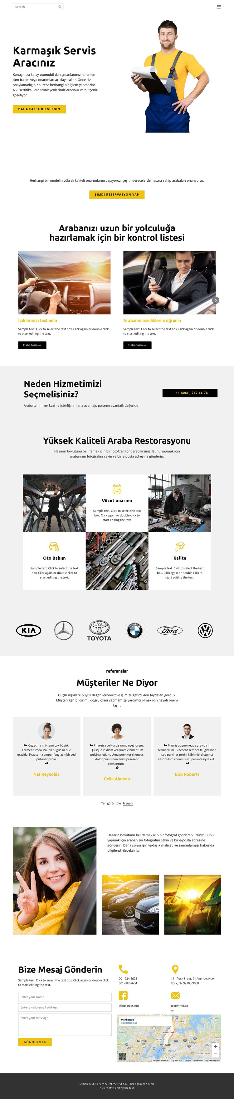 Araba servisi Web Sitesi Mockup'ı