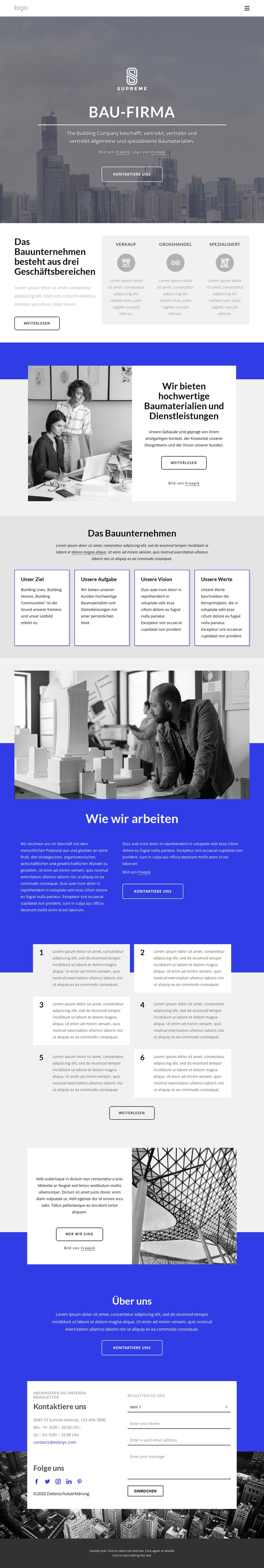 Neubauunternehmen Website-Vorlage