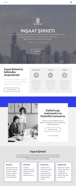 Yeni Inşaat Şirketi - Ilham Veren Web Sitesi Oluşturucu