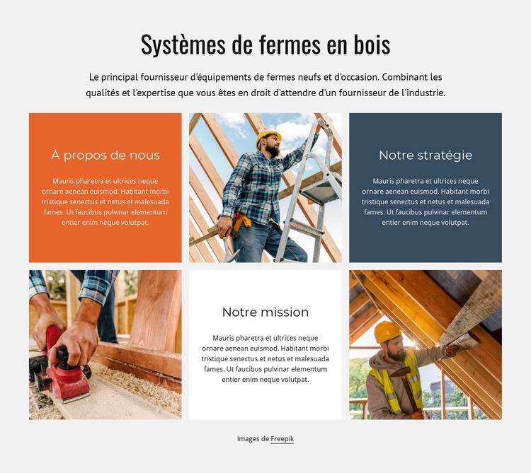 Système de fermes en bois Maquette de site Web