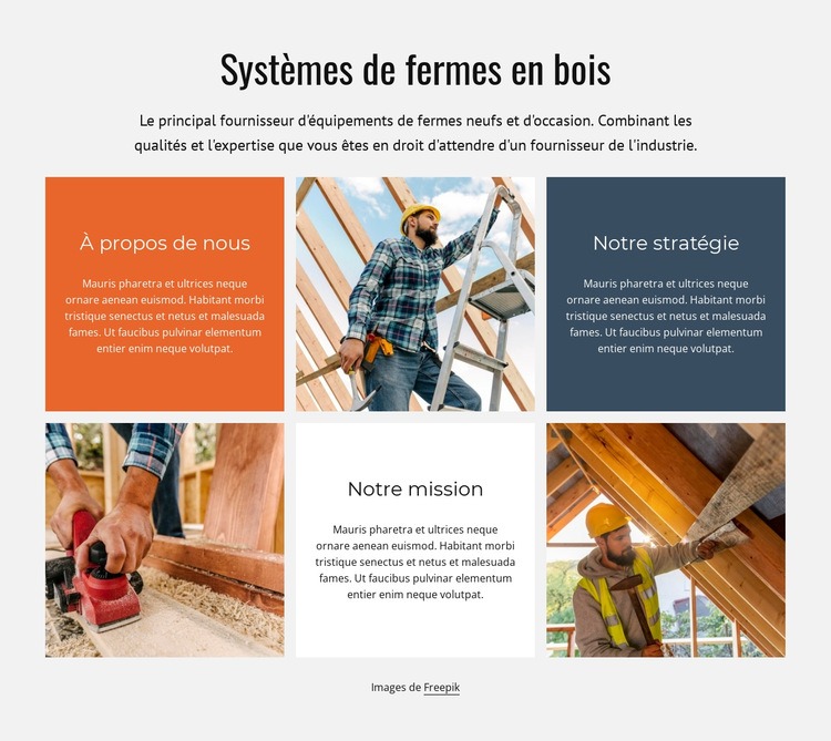 Système de fermes en bois Page de destination