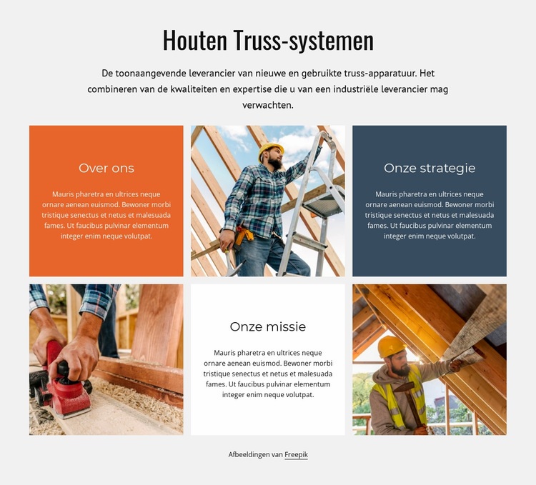 Houten truss-systeem Website mockup