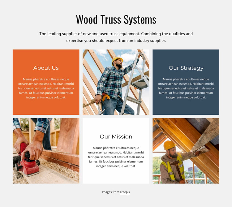 Wood truss system WordPress Website Builder