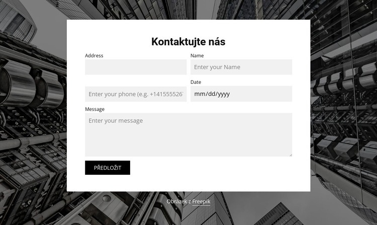 Kontaktujte nás s obrázkovým pozadím Téma WordPress