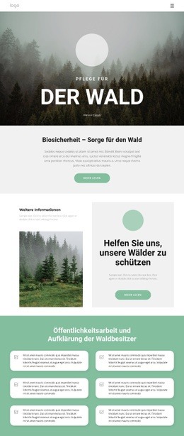 Pflege Von Parks Und Wäldern Erstellen Sie Eine Website