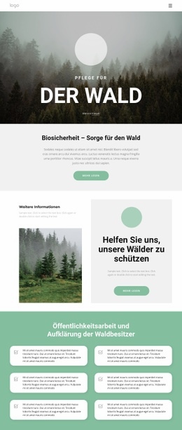 Pflege Von Parks Und Wäldern Jagd-Website-Vorlagen