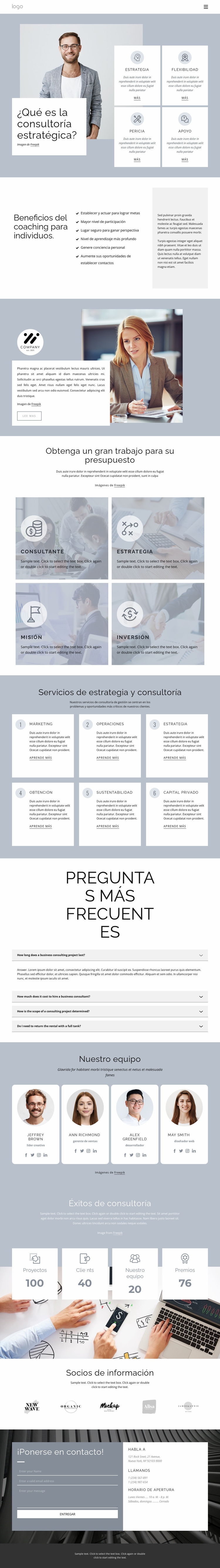 Consultoría estratégica Maqueta de sitio web