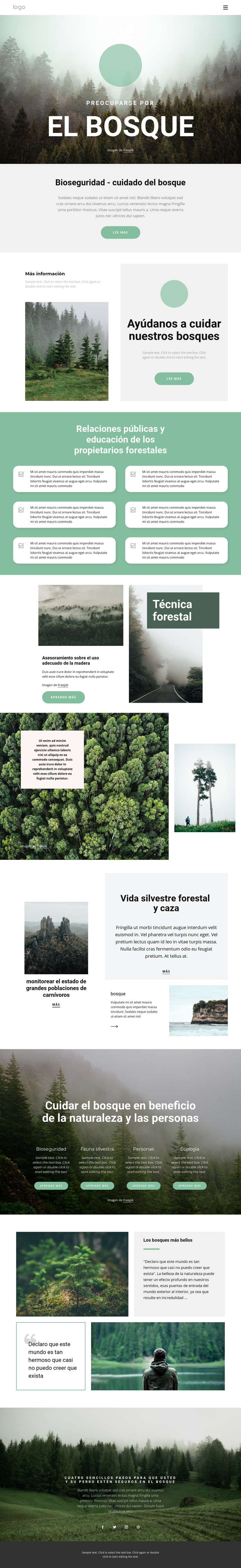 Cuidando parques y bosques Plantilla HTML