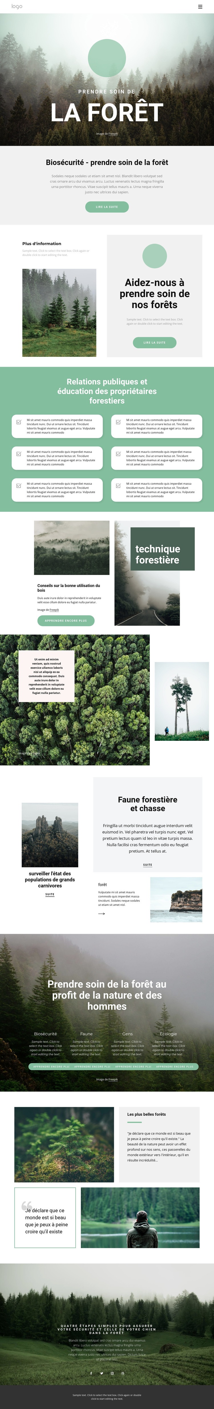 Prendre soin des parcs et des forêts Créateur de site Web HTML
