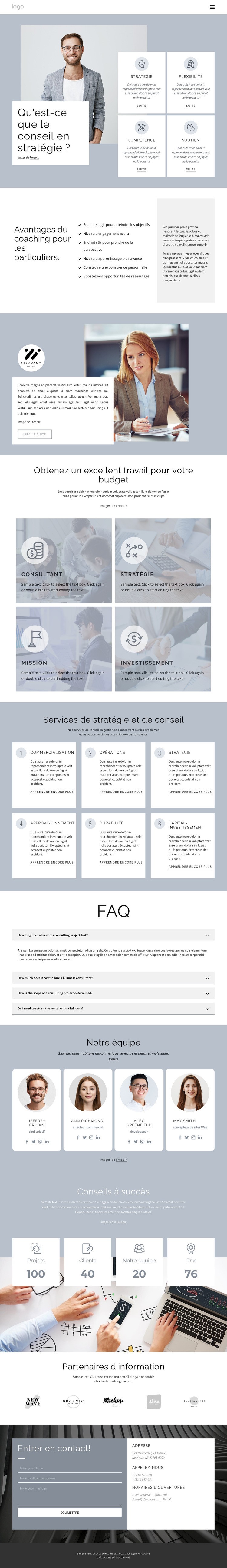 Conseil stratégique Maquette de site Web