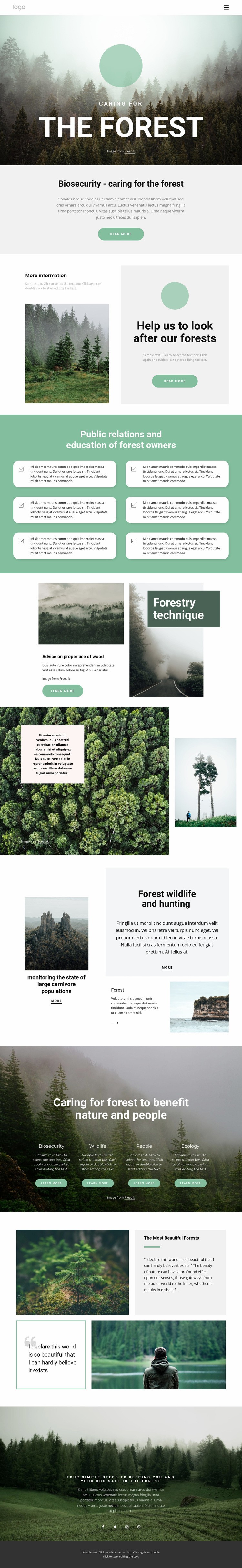 Parkok és erdők gondozása Html Weboldal készítő