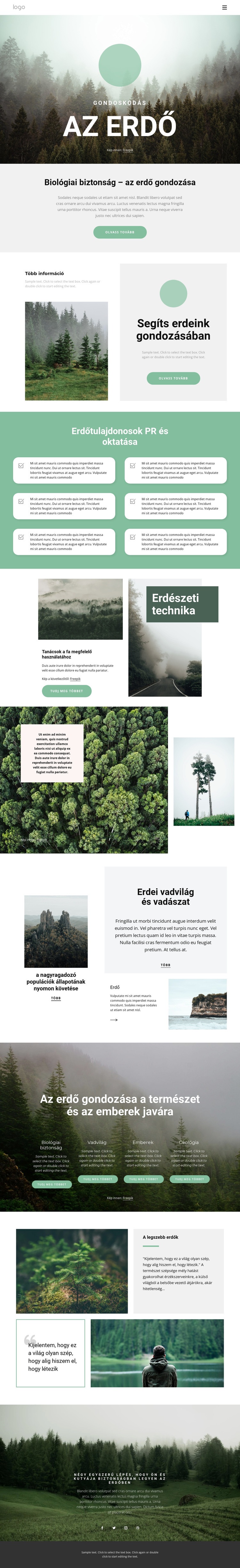 Parkok és erdők gondozása HTML Sablon