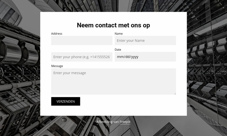 Neem contact met ons op met afbeelding achtergrond Website Builder-sjablonen