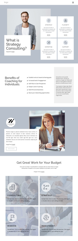 Awesome One Page Template For Strategic Consultancy