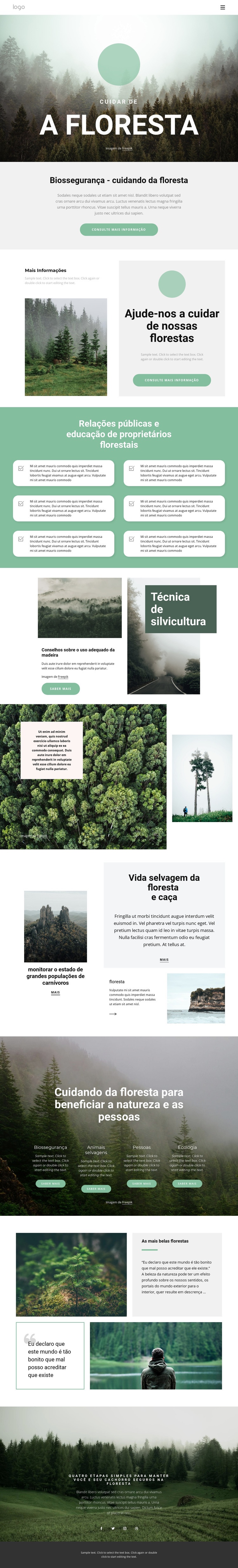 Cuidando de parques e florestas Design do site