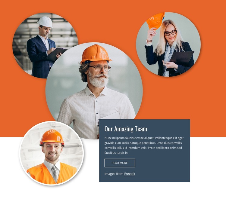 Team design with layered images Squarespace Template Alternative