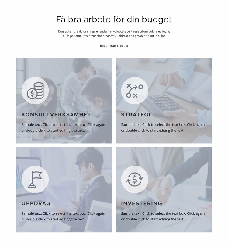 Bra arbete för din budget Webbplats mall