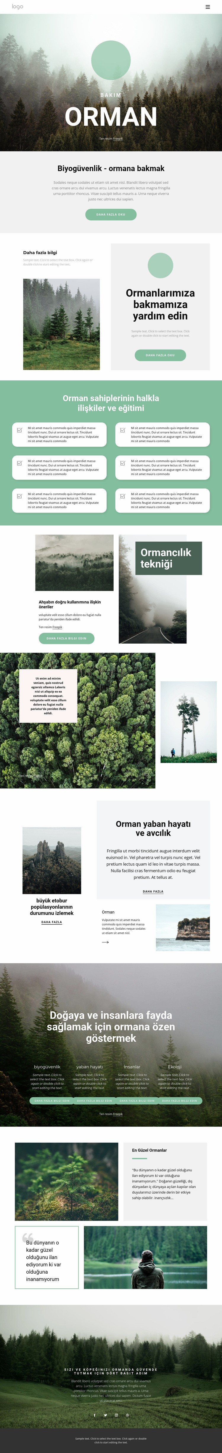 Park ve ormanların bakımı Bir Sayfa Şablonu