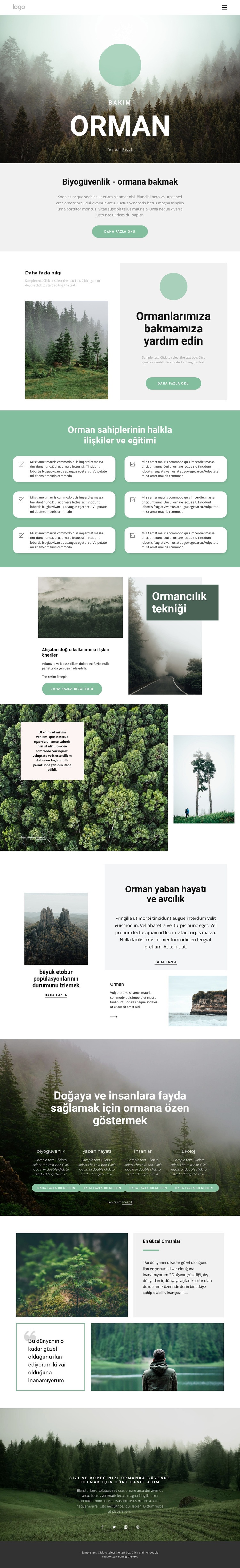Park ve ormanların bakımı Web sitesi tasarımı