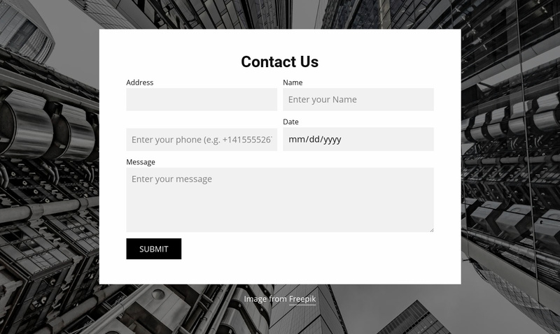 Contact us form with image background Webflow Template Alternative