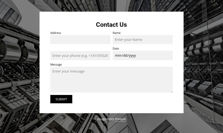 Contact us form with image background Wysiwyg Editor Html 