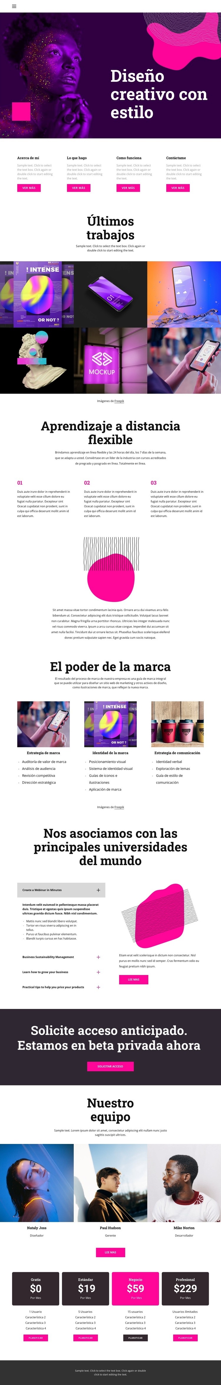 Creativos de próxima generación Plantilla HTML5